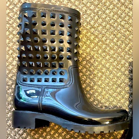 Capelli Black Studded Rain Boots size 10 - Picture 1 of 4